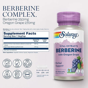 Solaray Berberine Vital Extracts – 500 mg – 60 Vegetable Capsules