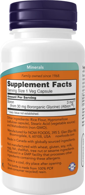 NOW Boron 3 mg – 100 Veg Capsules