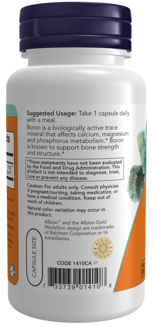 NOW Boron 3 mg – 100 Veg Capsules