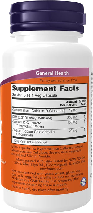 NOW DIM 200 – Diindolylmethane 90 Vegetarian Capsules