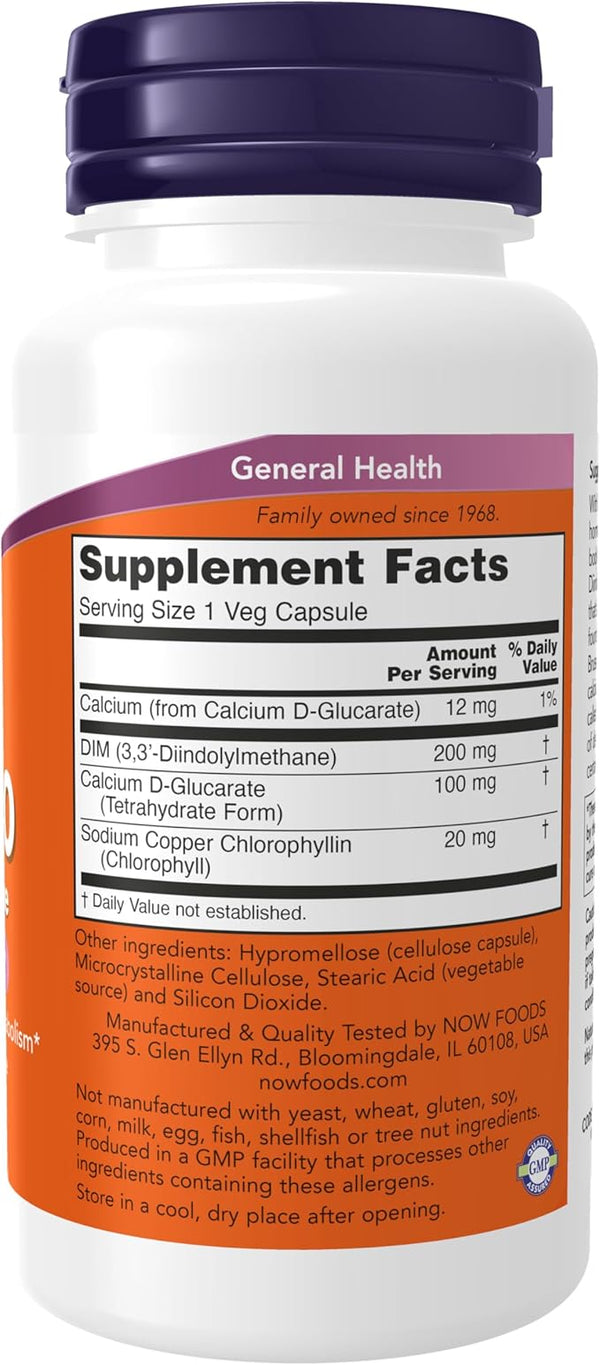 NOW DIM 200 – Diindolylmethane 90 Vegetarian Capsules